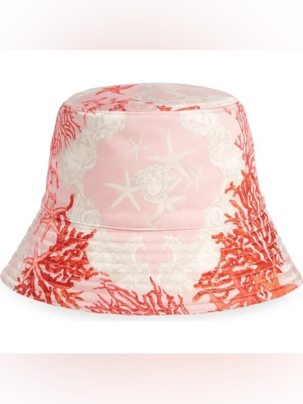 Versace Barocco Coral Print Bucket Hat